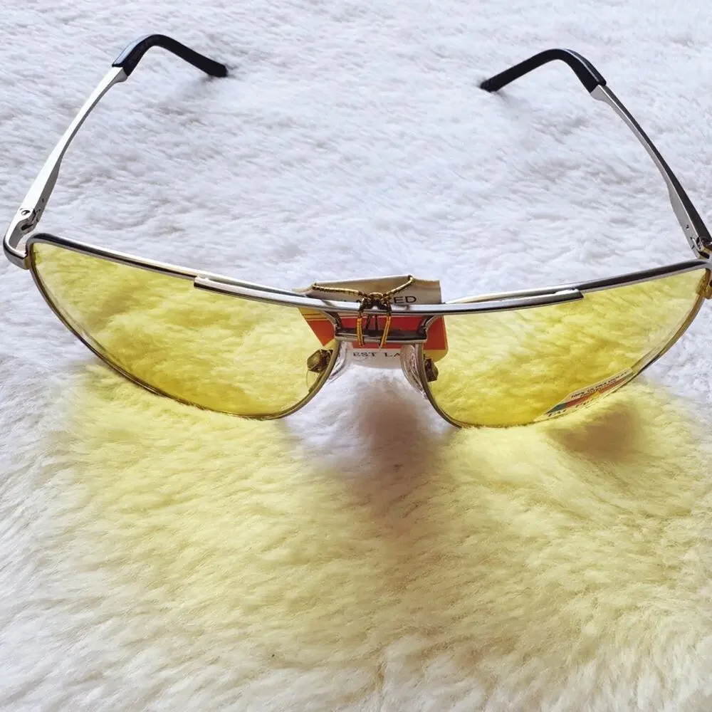 Oscar Clear Yellow w/ Silver Rim Aviator Sunglasses